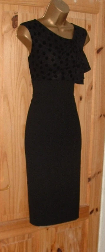 Black bodycon tummy tamer pencil wiggle blouse party evening dress size 12 - Image 3 of 4
