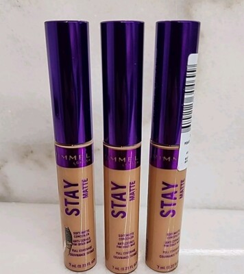 Lot Of 3- Rimmel Stay Matte Soft-Matte Full Coverage Concealer #410 Beige. 
