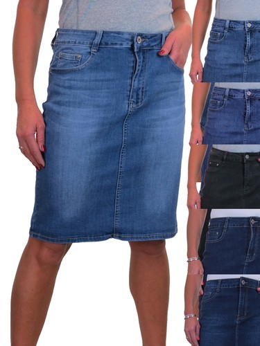 ICE Gonna In Denim Lunghezza Al Ginocchio Con GRANDE Gonna di jeans stretch  10-22 | eBay