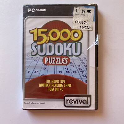 15000 Sudoku Puzzles (2005) PC CD ROM Computer Video Game, Strategy, Puzzle