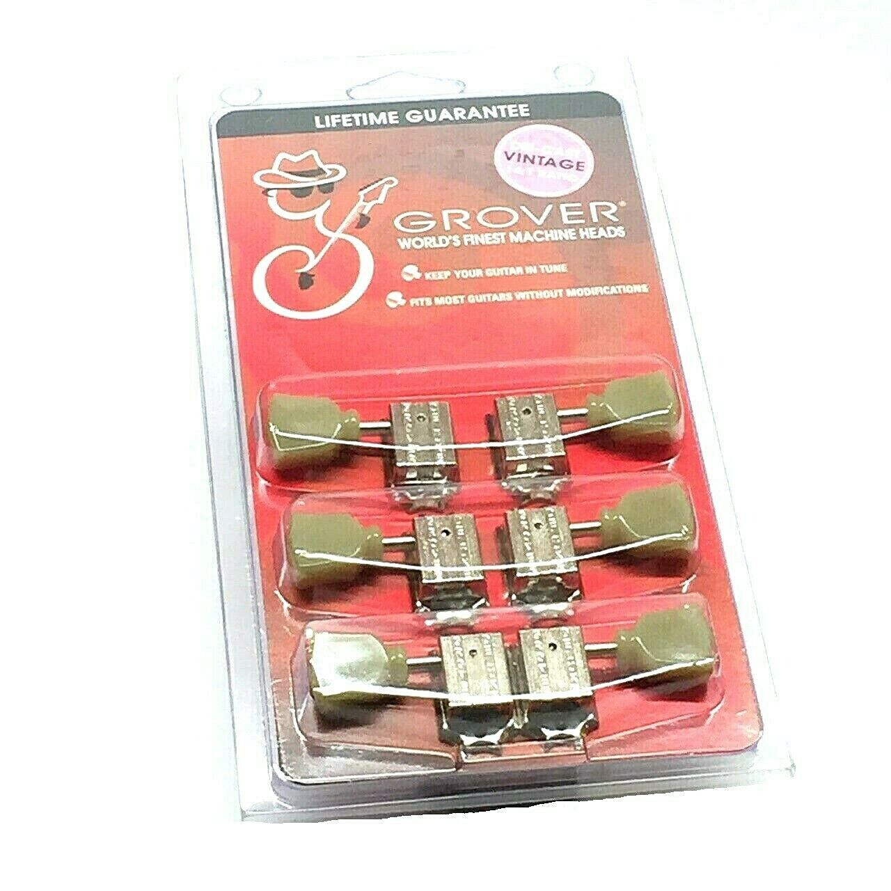Grover Nickel 3+3 Vintage Deluxe Tuners for Gibson®/Epiphone® Guitar 135N