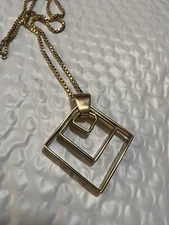 VTG POSS NAPIER GOLDTONE GEOMETRIC DIAMOND SHAPED PENDANT NECKLACE