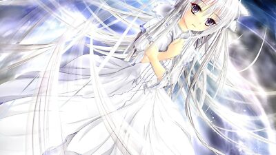 Anime girls long hair gray eyes dress ornament looking Playmat Gaming Mat Desk