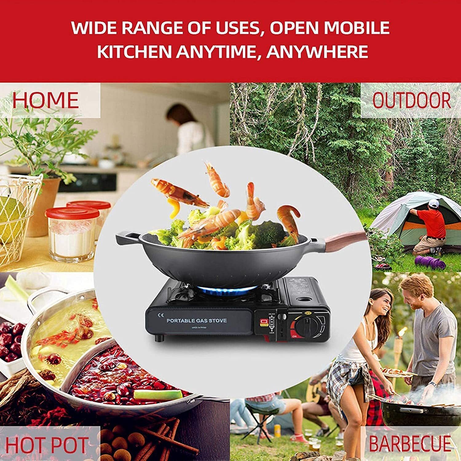 3500W Camping Stove Butane Windproof Fire Brass Cooking Burner