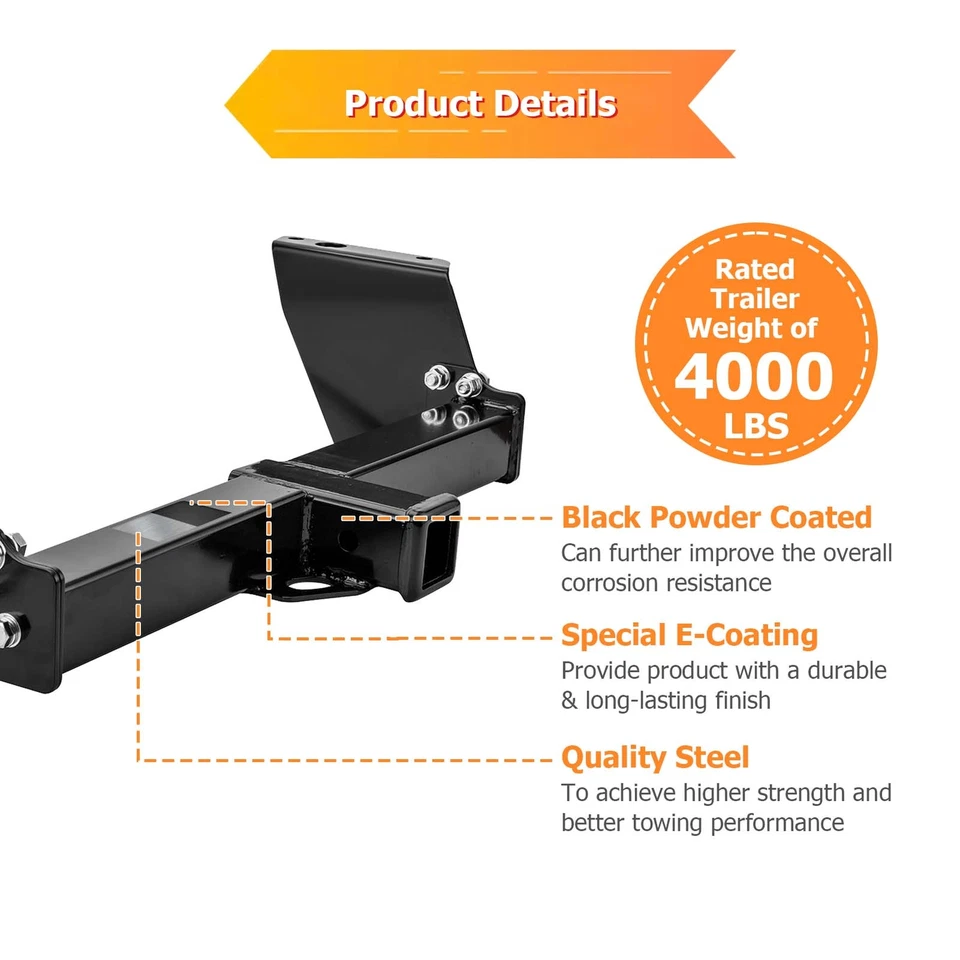 For Ford Ranger 83-11 Mazda B2300 B4000 94-09 Class 3 Trailer Hitch 2" Receiver - Imagem 4 de 4