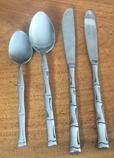 ROGERS STAINLESS BAMBOO FLATWARE 4 PC MIXED LOT