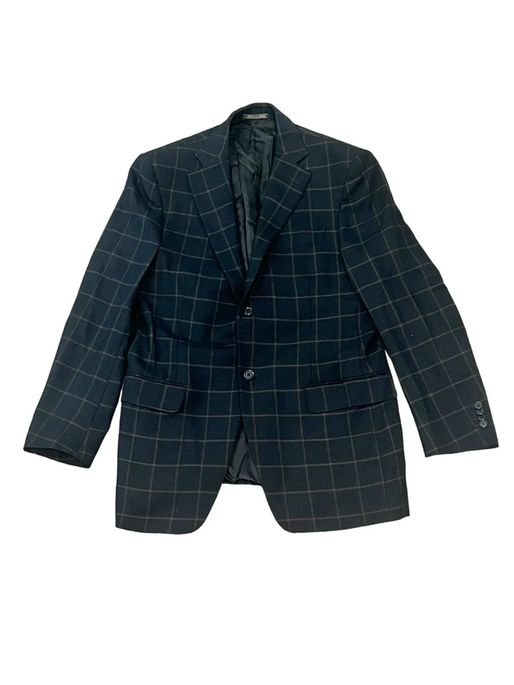 CHAQUETA BLAZER ABRIGO DEPORTIVO TRUSSINI LINEA NUOVA NEGRA CUADROS VENTANA 52 44 PECHO Foto 2 de 4