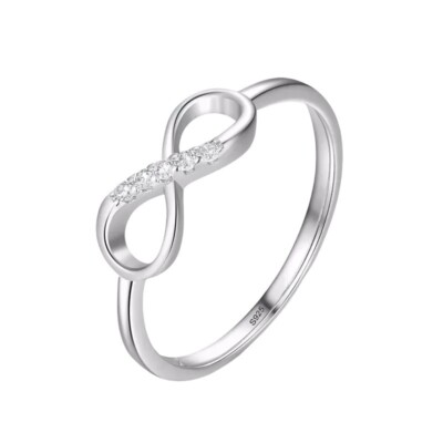 Clear CZ Infinite Love 925 Sterling Silver Ring Fine Jewelry Cubic Zirconia