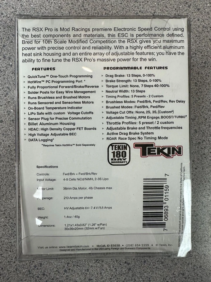 Tekin RSX Pro Sensored Brushless ESC TEKTT1159 NEW!! - Image 2 of 4