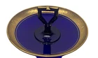 Vintage Cobalt Blue Glass Tidbit Tray Gold Rim w/Single Handle