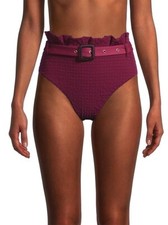 Revel Rey Winona Bikini Bottom Raspberry Waffle Red Pink Belted XS NWOT 95