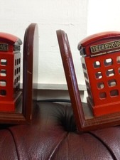 Telephone Box Bookends Money Box Storage Red