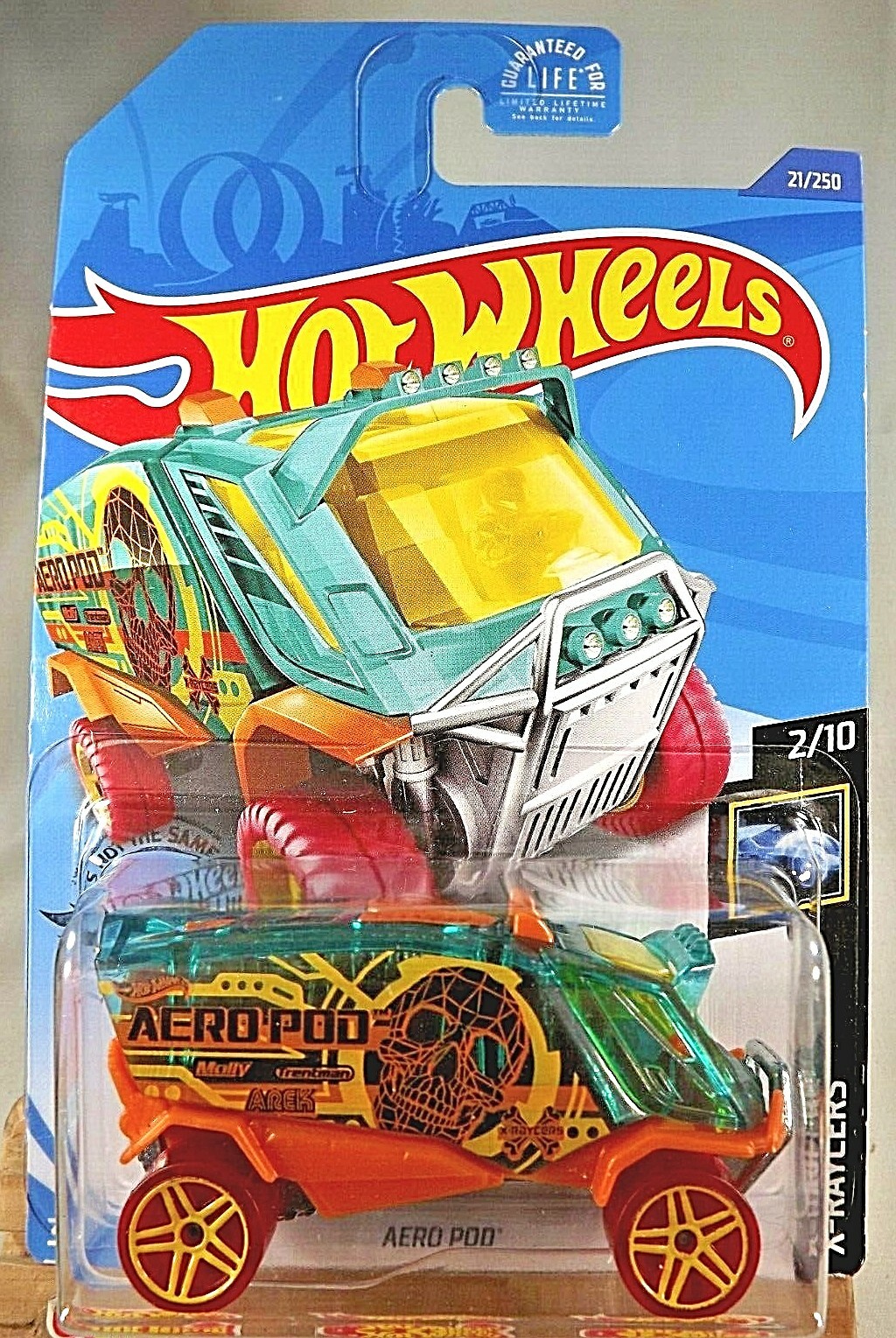 2020 Hot Wheels #21 X-Raycers 2/10 AERO POD Transparent Green Variation Red Whls