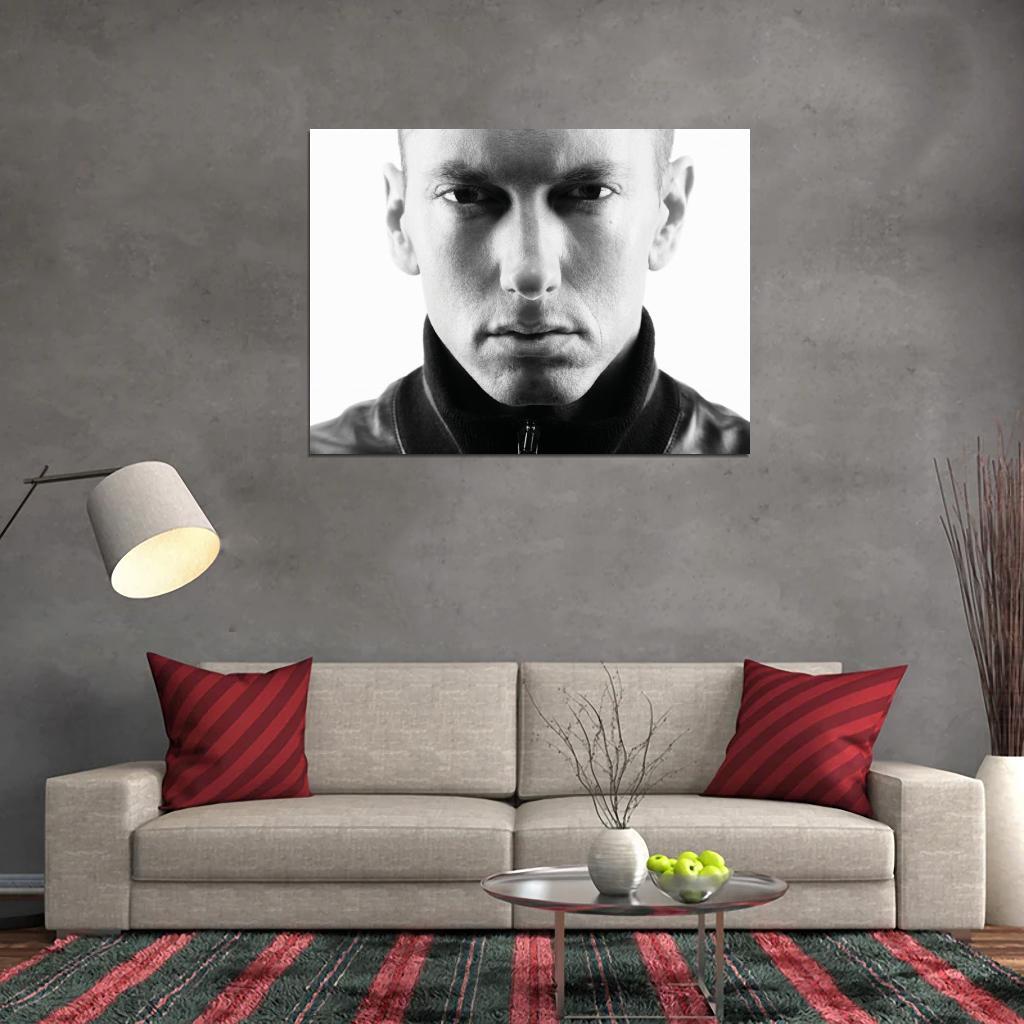 Eminem Rap Portrait Face Hip-Hop Art Poster Print for Wall Decor 2014, image size:1024x1024