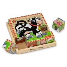 Melissa  Doug Farm Wooden Cube Puzzle 6 in 1 Storage Tray 16 Pieces