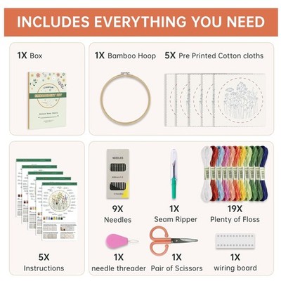 Vibrant Threads & Tools - Beginner Embroidery Pack