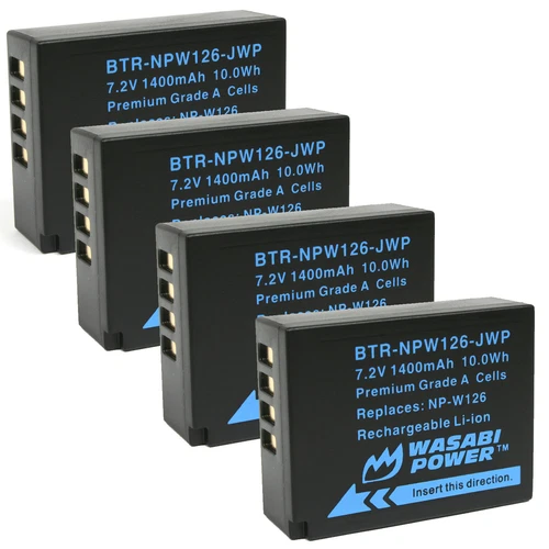 Wasabi Power Battery 4-Pack for Fujifilm NP-W126, NP-W126S