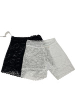 Rhonda Shear Women's 2-pack High Waisted Lace Longline Short Wht/Blk