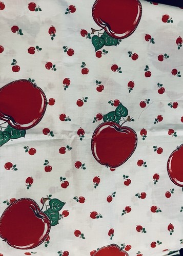 VTG Kitschy Red Apples in 2 Sizes on White 23½” X 23½” + 11½”x 11½” Remnant - Picture 5 of 5