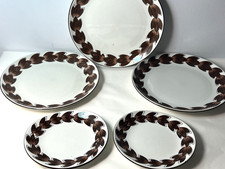 5 VINTAGE NORWEGIAN DINNER PLATES STAVANGERFLINT KARIN FIGGO RETRO MCM