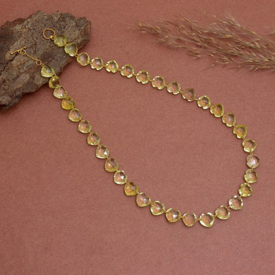 #ad 22K Yellow Gold Lemon quartz Heart Necklace for women Natural Faceted Gemstone $2000.00