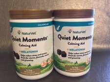 2 NaturVet Quiet Moments Melatonin Calming Aid for Dogs 2 x 180 Chews BB 6/27