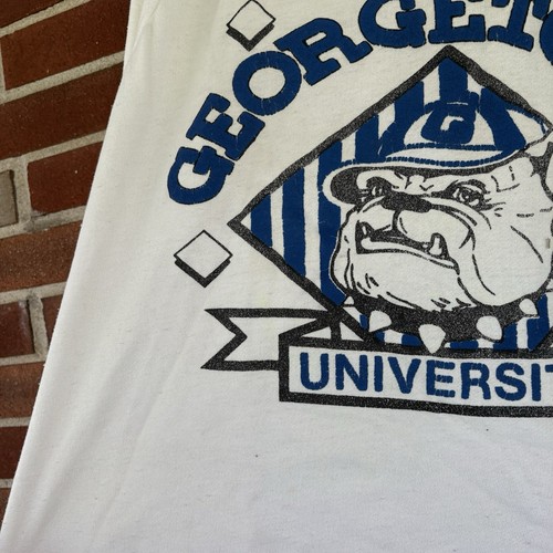 Vtg Georgetown University Hoyas Bulldog White Crewneck Pullover Sweatshirt XL - Photo 3/8