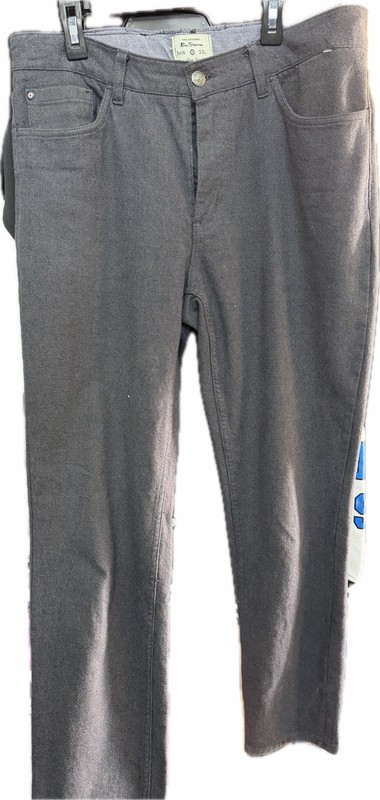 Ben Sherman Pants Mens 34x32 Slate Slim Fit Chino Trousers Flat Front Casual