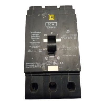 Square D EDB34060 Circuit Breaker 60A 3P 480/277V 3PH EDB 3 pole 60 Amp New