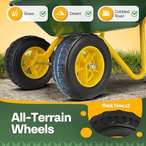 Kids Wheelbarrow Children Garden Cart with Toddler Gardening Tool Set Child Whee - Afbeelding 4 van 7