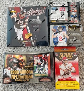 FACTORY SEALED Football Box LOT - 1998 Aurora Hobby, 2016 Absolute, 2021 & 2022