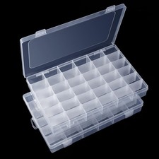 Bead Plastic Storage Organizer Box 2 Pack 36 Grids Adjustable Dividers