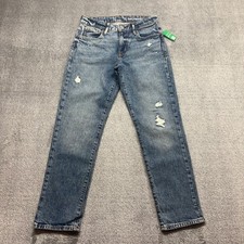 NWT Gap Girlfriend Jeans Kids Size 12 Blue Distressed Adjustable WaistV