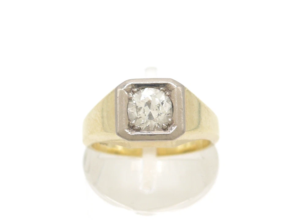 Größe 51 Ring 585 GOLD 14 Karat Gelbgold Bicolor Diamant anello bague G2084/26 - Bild 1 von 4