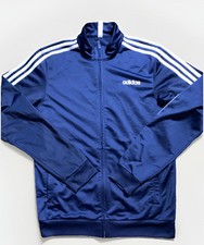Adidas Men  s 3 Stripe Warm Up Tricot Track Jacket Navy Full Zip Medium
