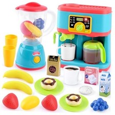 Pretend Kids Kitchen set with Coffee Maker, Toy Kitchen Appliances Toys Set