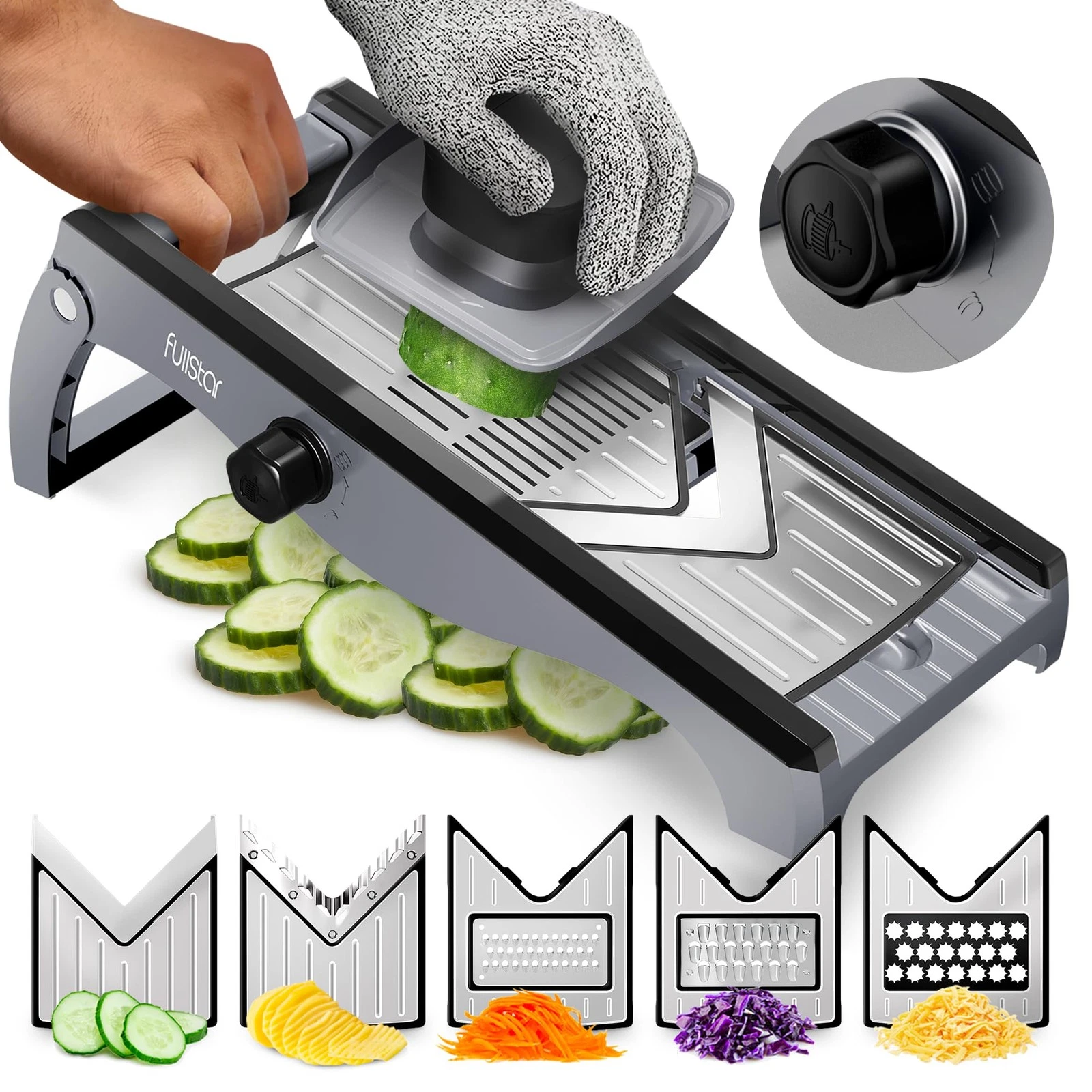 fullstar Kitchen Mandoline Vegetable Slicer - Mandoline Food Slicer - Veggie