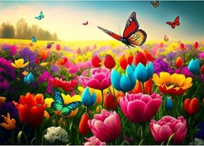 Flowers and Butterflies 1000 Pc Jigsaw Puzzle, Brand New-Sealed Box 