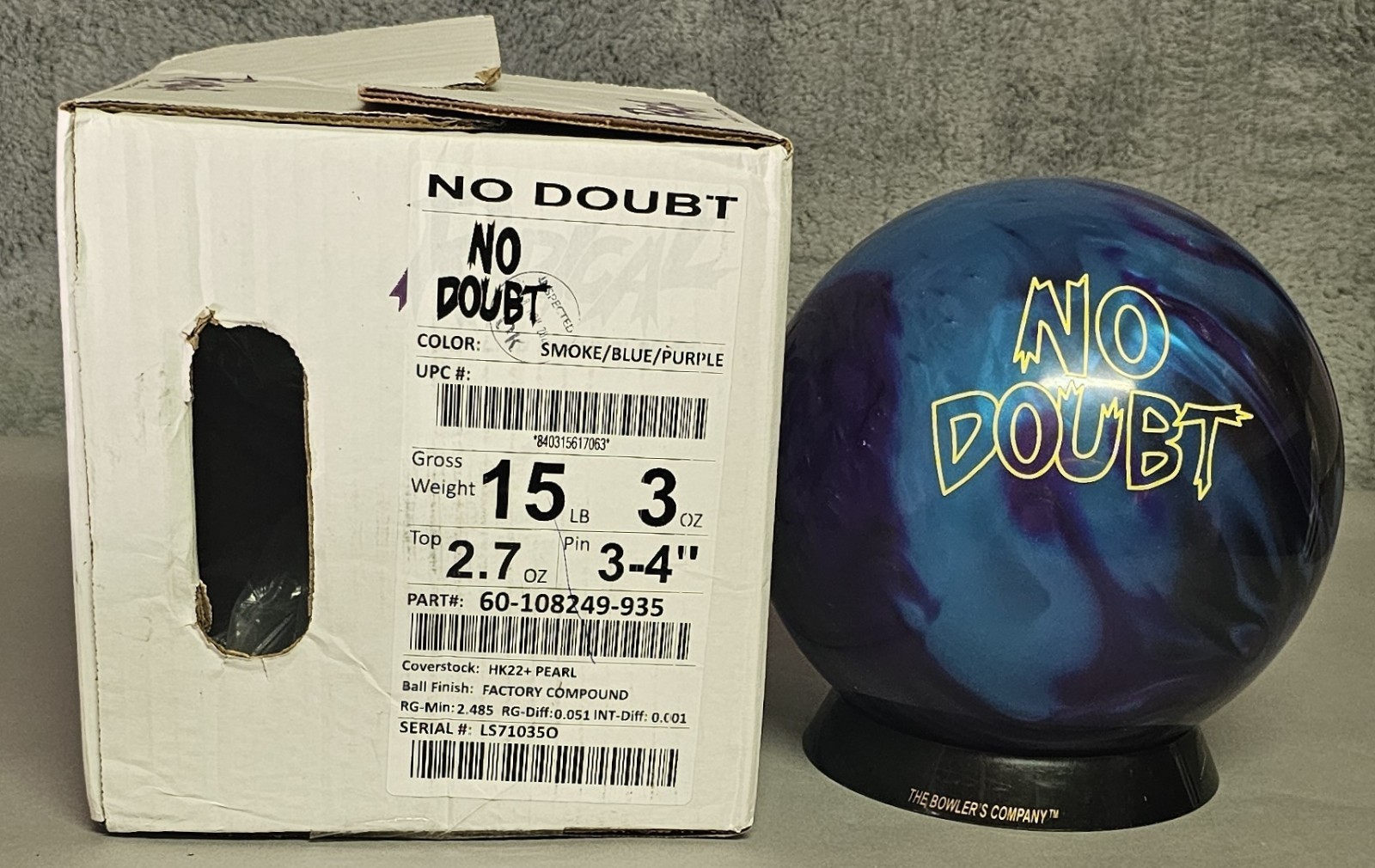 Bowling Ball Radical No Doubt 15lb HK22 Pearl Reactive Symme