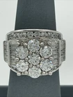 925 Sterling Silver Vintage Ring Round CZ Clustered Band  Sz 7