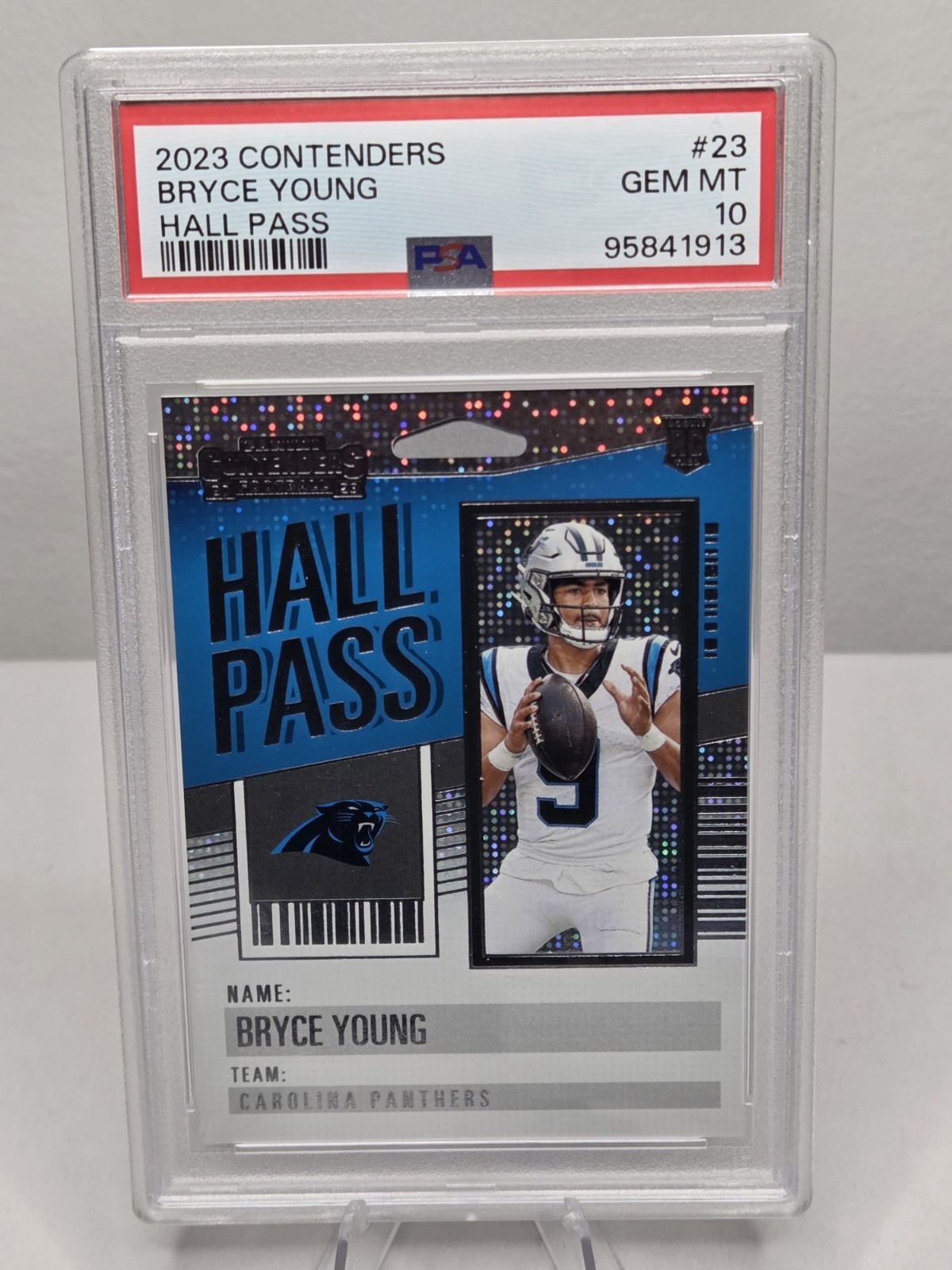 Bryce Young 2023 Panini Contenders Hall Pass #23 Rookie PSA 10 Panthers