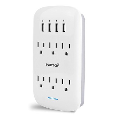 oviitech 6 Outlet Extender with 4 USB Charging Ports(4.2A Total),Wall Mount Outl