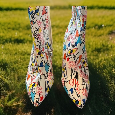 WILD Bamboo  Mod  Longing  Ankle Boots MultiColor  Patent Leather Sz 9 Colorful!