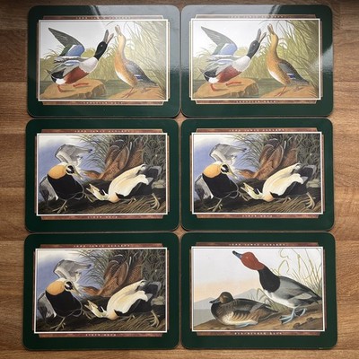 John James Audubon Ente Vogel Tischsets 6er Set Korkrücken Vintage Tischsets FAB