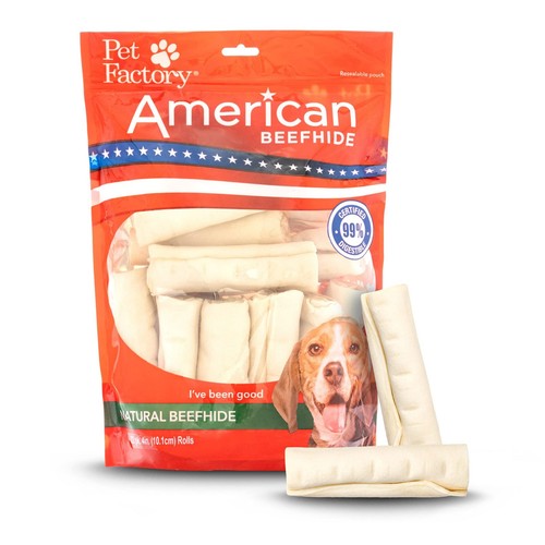 American Beefhide 4-4.5" Rolls Dog Chew Treats - Natural Flavor, 22 Count/1 Pack