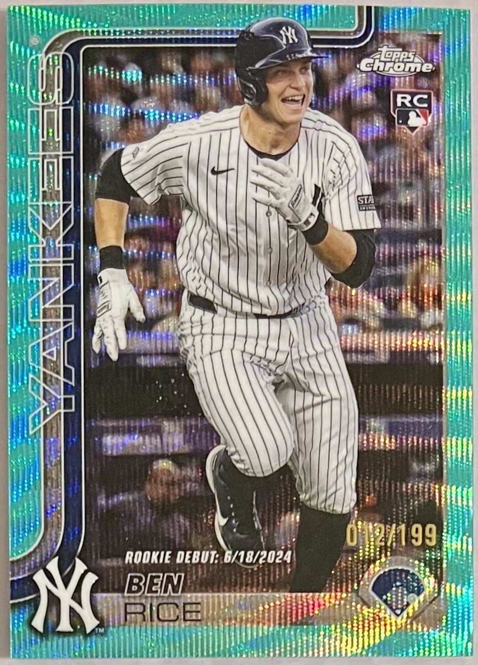 2025 Ben Rice Topps Chrome Update Rookie Aqua Wave Debut NY Yankees RC 12/199