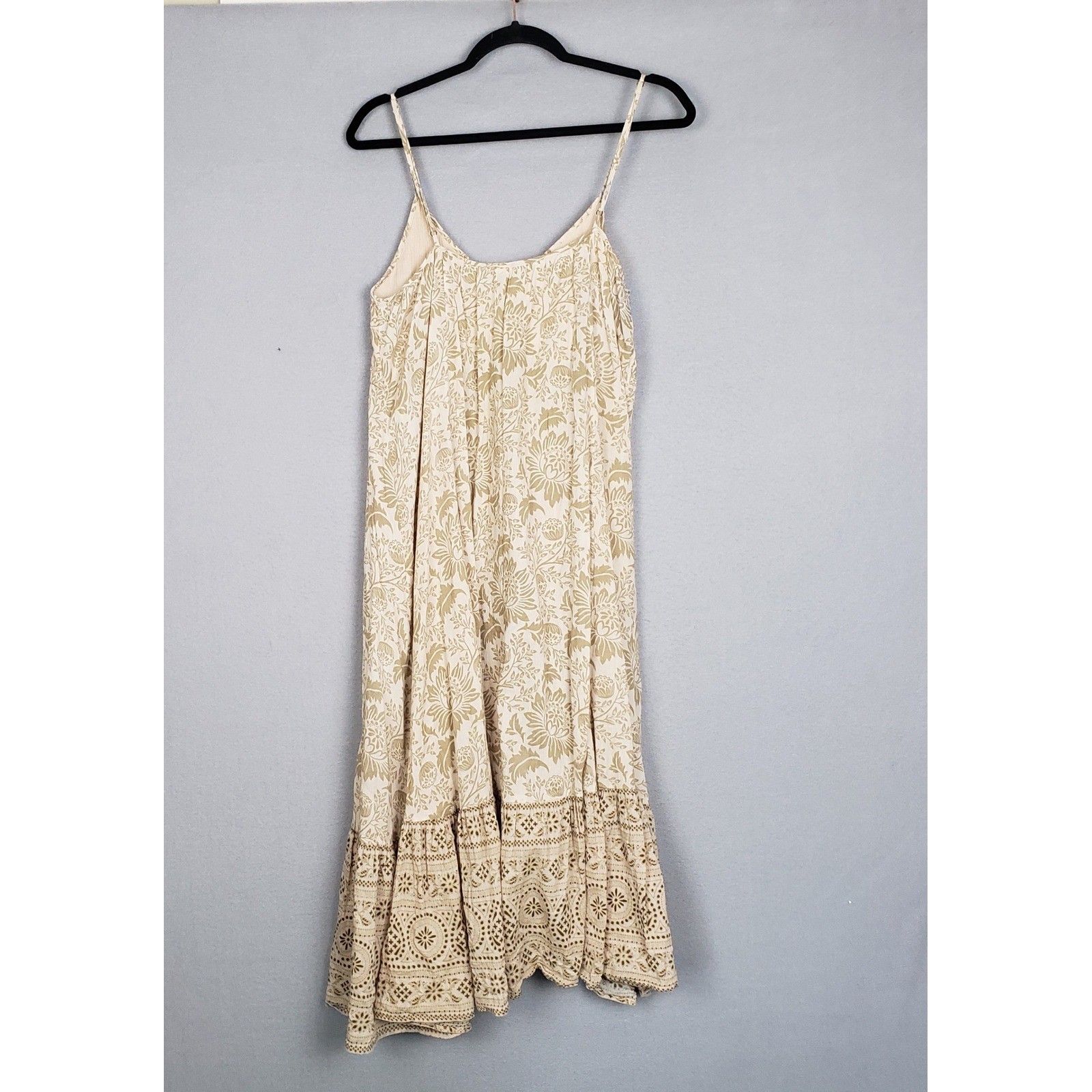Spell & The Gypsy Size M Lioness Ruched Maxi Dress Cream Tan Bohemian Romantic image 2