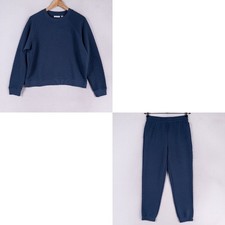 Van Winkle Co Quilted Lounge Set Womens Medium Navy Blue Sweatshirt Jogger Pants