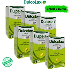 6x DULCOLAX Constipation Relief 5mg 200 Tabs | Gentle Laxative Bisacodyl | NEW