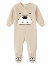 Toddler Boy's Plush Soft Velvety Fleece Bear Footed Animal Pajama Sleeper